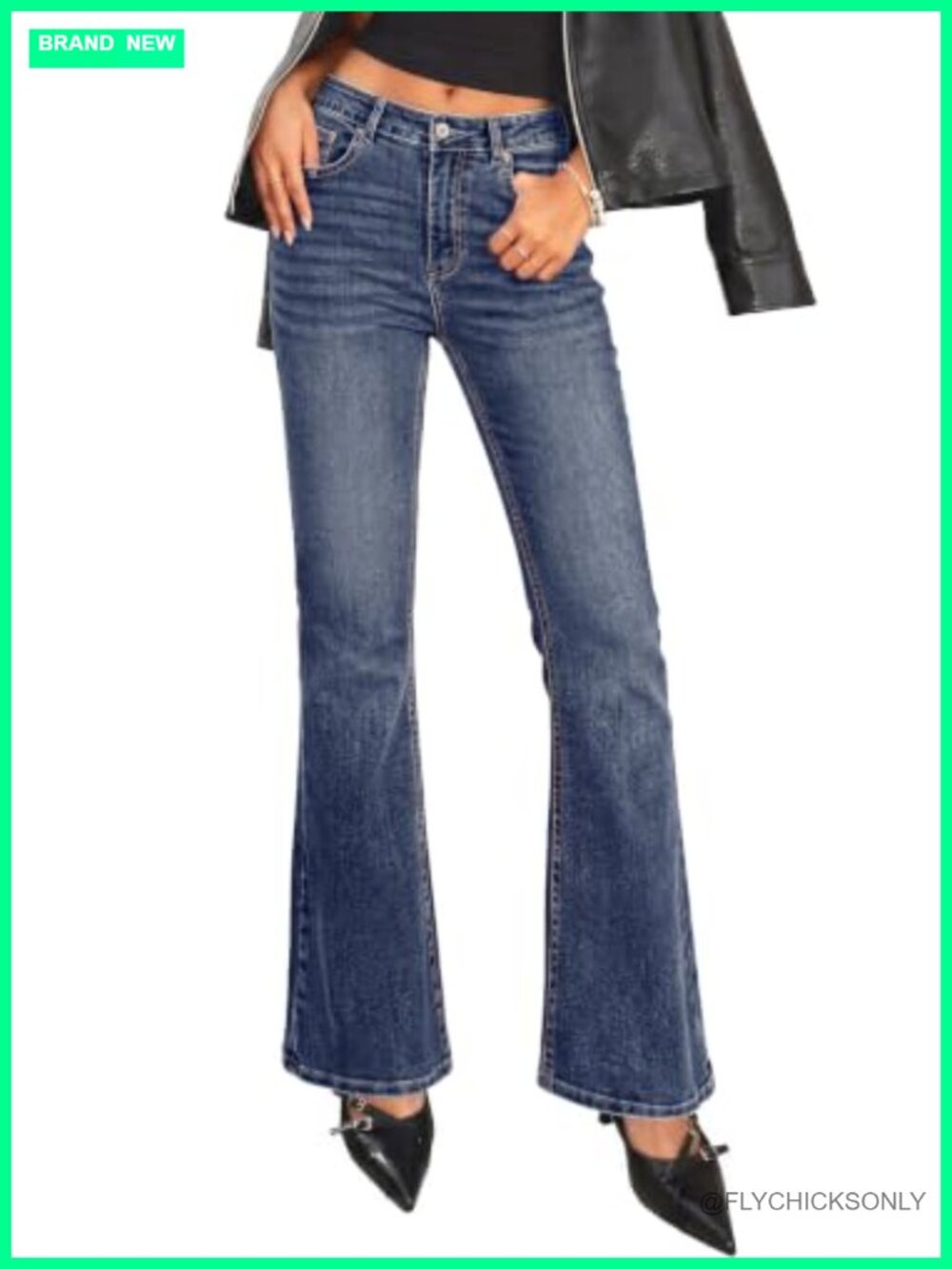 High Waisted Bootcut Flare Jeans Stretchy Wide Leg Denim Pants